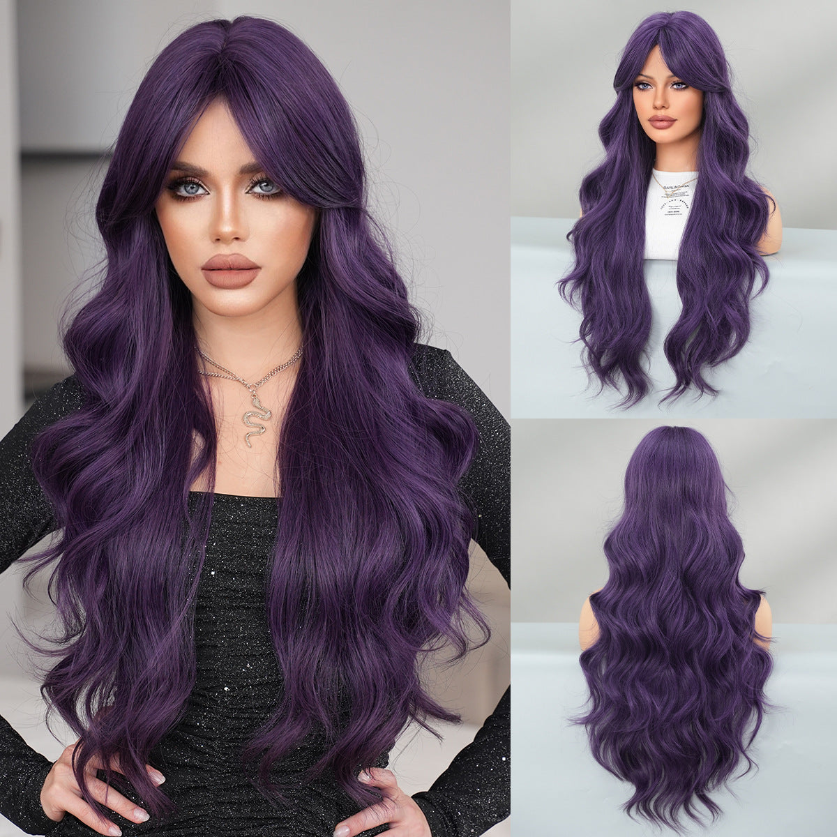 Long Curly Synthetic Wig with Adjustable Strains