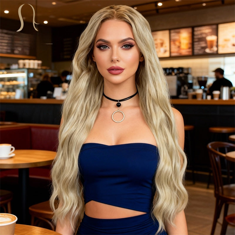 Long Curly Lace Front Wig with Highlight