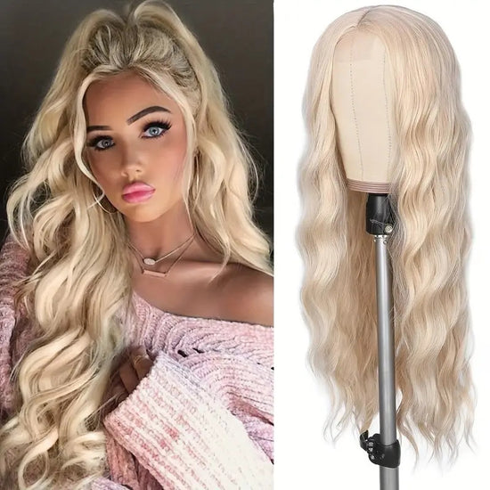 Long Curly Synthetic Hair Wig with Adjustable Bangs