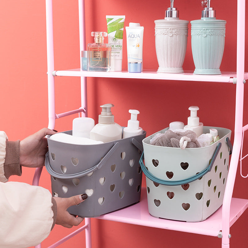 Plastic Portable Heart-Shaped Bath Basket Bathroom Toiletry Storage Basket