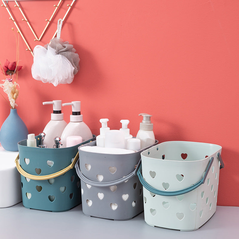 Plastic Portable Heart-Shaped Bath Basket Bathroom Toiletry Storage Basket
