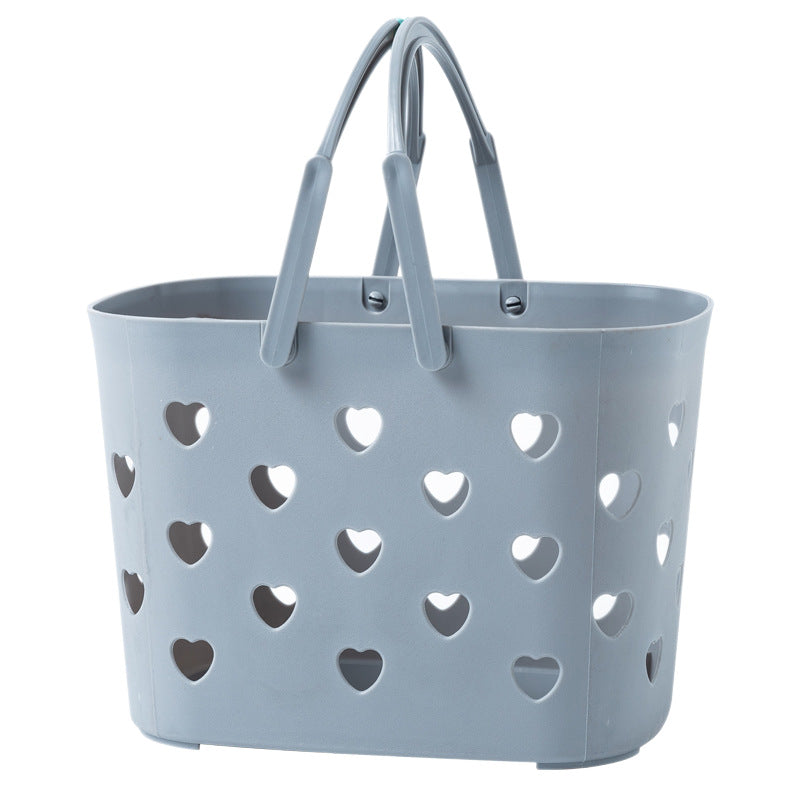 Plastic Portable Heart-Shaped Bath Basket Bathroom Toiletry Storage Basket