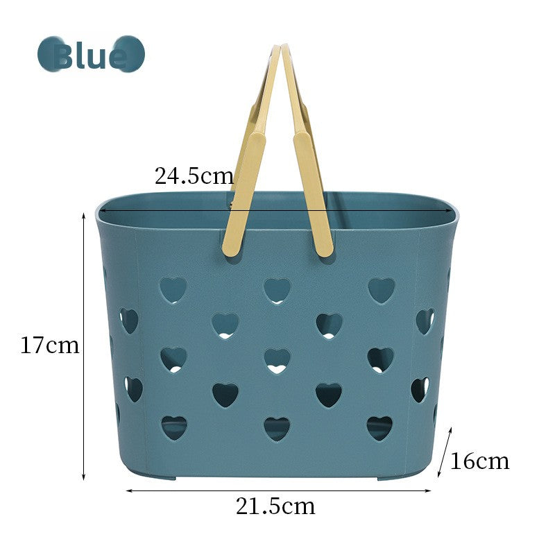 Plastic Portable Heart-Shaped Bath Basket Bathroom Toiletry Storage Basket