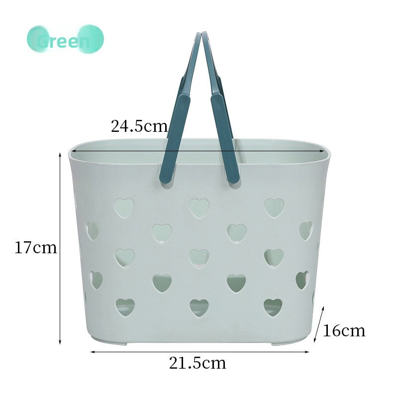 Plastic Portable Heart-Shaped Bath Basket Bathroom Toiletry Storage Basket
