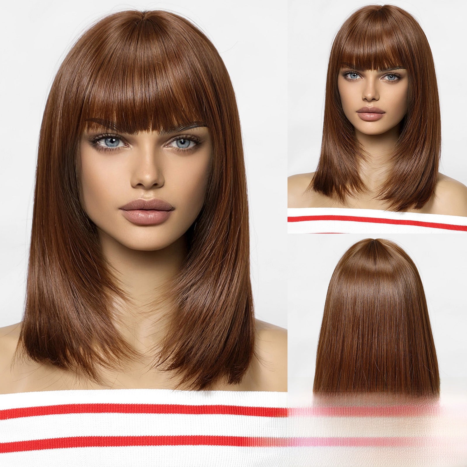 Short Straight Hair Wig with Bangs
