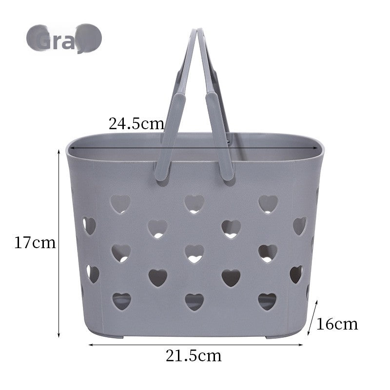 Plastic Portable Heart-Shaped Bath Basket Bathroom Toiletry Storage Basket