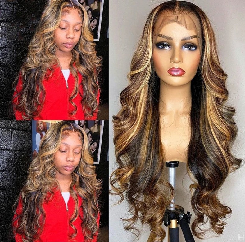 Long Curly Body Wave Lace Front Synthetic Wig